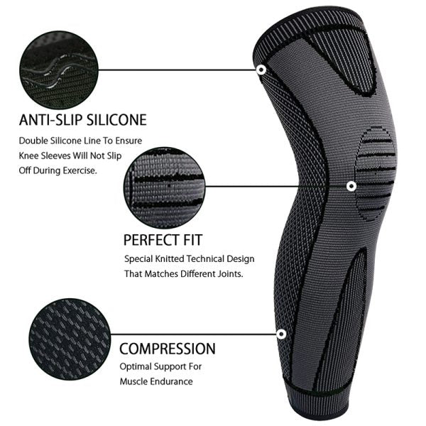1Pc Compression Knee Support Sleeve with Spring & Silicone Pad – Sports & Arthritis Relief